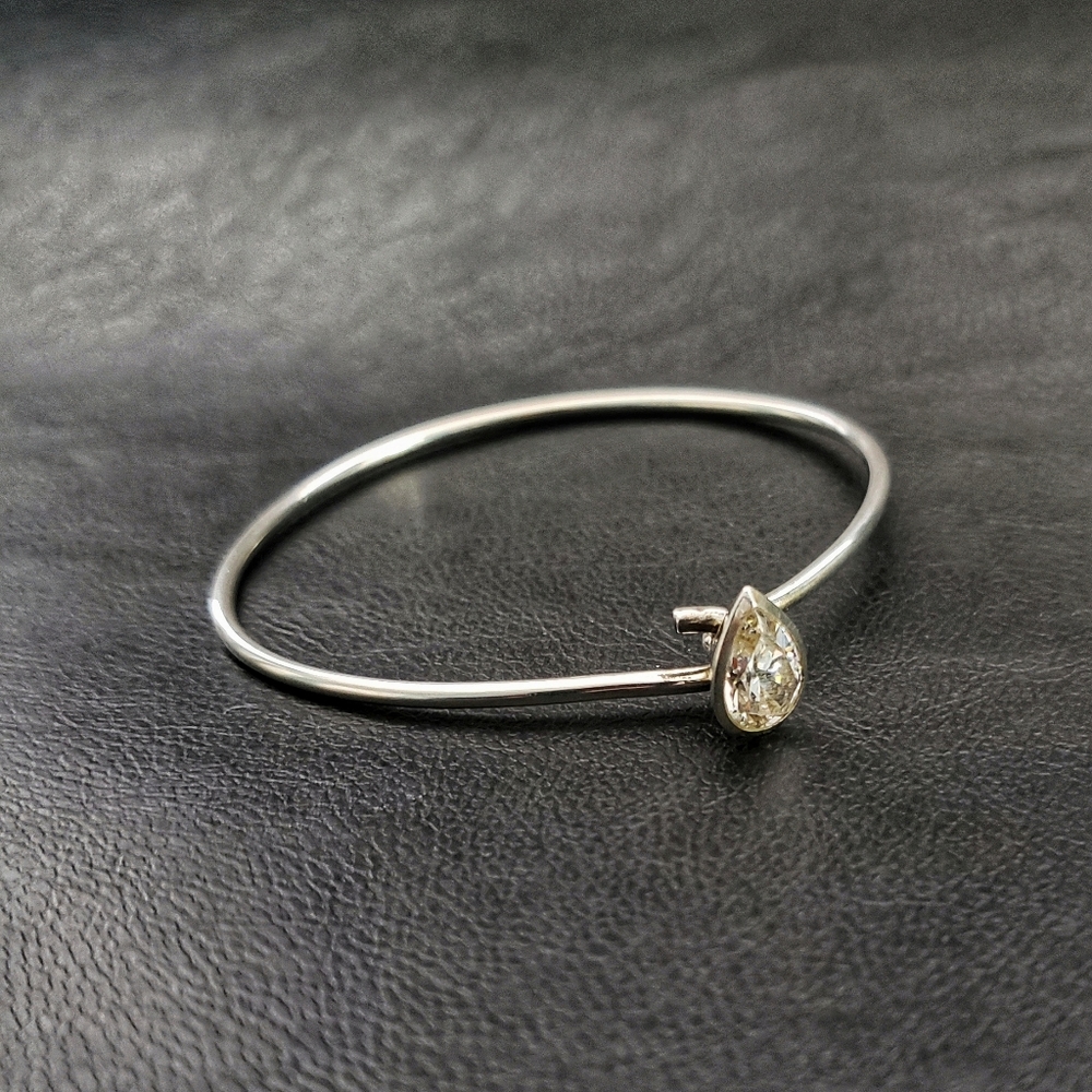 Teardrop Solitaire Hook Bangle Bracelet - image 1